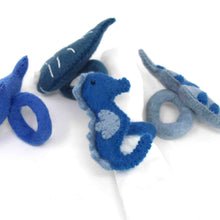 Load image into Gallery viewer, Nautical Shark, Whale &amp; Seahorse Felt Napkin Rings, Set of 4
