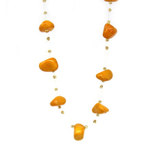 Load image into Gallery viewer, Floating Stone &amp; Maasai Bead Necklace, Pumpkin Spice
