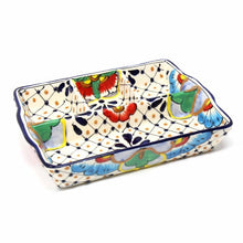 Load image into Gallery viewer, Handmade Pottery 9&quot; Divided Platter, Dots &amp; Flowers - Encantada
