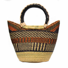 Load image into Gallery viewer, Bolga Tote, Neutrals with Leather Handle - 14-inch
