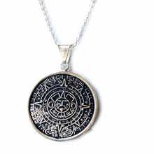 Load image into Gallery viewer, Alpaca Silver Aztec Calendar Pendant with Chain

