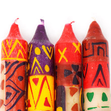 Load image into Gallery viewer, Hand-Painted 4&quot; Dinner or Shabbat Candles, Set of 4  (Indabuko Design)

