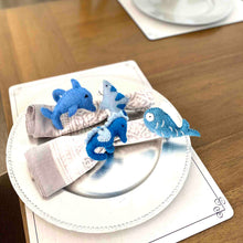 Load image into Gallery viewer, Nautical Shark, Whale &amp; Seahorse Felt Napkin Rings, Set of 4
