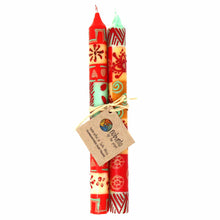 Load image into Gallery viewer, Hand Painted Candles in Owoduni Design (pair of tapers) - Nobunto
