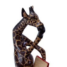 Load image into Gallery viewer, Thinking Giraffe Carved Jacaranda Wood Sculpture Shelf Decor
