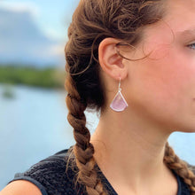 Load image into Gallery viewer, Pink Clam Shell Fan Drop Earrings

