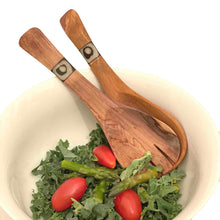 Load image into Gallery viewer, Olive Wood Serving Set, Small with Batik Inlay
