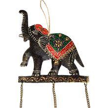 Load image into Gallery viewer, Embossed Elephant Chime, Hand-painted Recycled Iron
