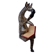 Load image into Gallery viewer, Thinking Zebra Carved Jacaranda Wood Sculpture Shelf Decor
