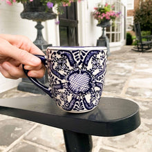 Load image into Gallery viewer, Rounded Mugs - Blue Flowers Pattern, Set of Two - Encantada
