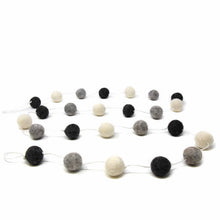 Load image into Gallery viewer, Hand Crafted Felt from Nepal: Pom Pom Garlands, White/Black/Gray
