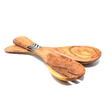 Load image into Gallery viewer, Olive Wood Serving Set, Small with Batik Inlay

