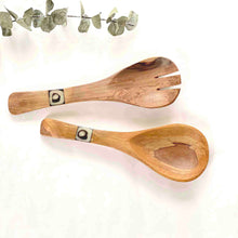 Load image into Gallery viewer, Olive Wood Serving Set, Small with Batik Inlay
