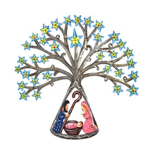 Load image into Gallery viewer, Haitian Metal Drum Tabletop Nativity with Shooting Blue Stars
