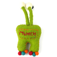 Load image into Gallery viewer, Hand Felted Green Tooth Monster with Bug Eyes - Global Groove
