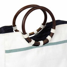 Load image into Gallery viewer, Firehose Wood Handled White Bag
