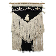 Load image into Gallery viewer, Handwoven Boho Wall Hanging, Charcoal &amp; Cream
