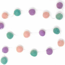 Load image into Gallery viewer, Hand Crafted Felt Pom Pom Garlands: Pink, Lavender, Turquoise

