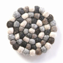 Load image into Gallery viewer, Hand Crafted Felt Ball Trivets from Nepal: Round, Greys - Global Groove (T)
