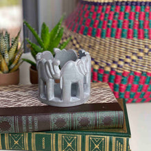 Load image into Gallery viewer, Circle of Elephants Soapstone Sculpture, 3 to 3.5-inch - Dark Stone
