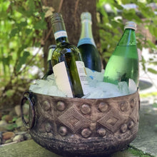 Load image into Gallery viewer, Large Hammered Metal Container with Round Handles - Croix des Bouquets
