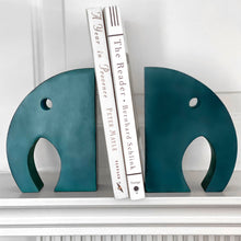 Load image into Gallery viewer, Teal Elephant Book Ends, Carved Gorara Soapstone
