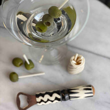 Load image into Gallery viewer, Hand-caved Cocktail Picks &amp; Jar in Natural Bone
