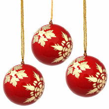 Load image into Gallery viewer, Handpainted Ornaments, Gold Snowflakes - Pack of 3
