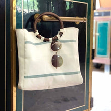 Load image into Gallery viewer, Firehose Wood Handled White Bag
