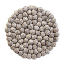 Load image into Gallery viewer, Hand Crafted Felt Ball Coasters from Nepal: 4-pack, Light Grey - Global Groove (T)
