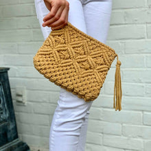 Load image into Gallery viewer, Macrame Clutch with Tassel, Tan
