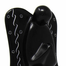 Load image into Gallery viewer, Soapstone Angel Sculpture - Black Finish with Etch Design
