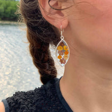 Load image into Gallery viewer, Flowers in Resin Ellipse Earrings
