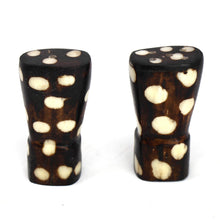 Load image into Gallery viewer, African Natural Bone Salt &amp; Pepper Shakers, Traditional Batik Designs
