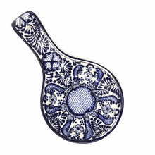 Load image into Gallery viewer, Handmade Pottery Spoon Rest, Blue Flower - Encantada
