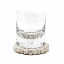 Load image into Gallery viewer, Hand Crafted Felt Ball Coasters from Nepal: 4-pack, Light Grey - Global Groove (T)
