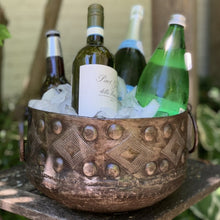 Load image into Gallery viewer, Large Hammered Metal Container with Round Handles - Croix des Bouquets
