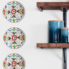 Load image into Gallery viewer, Handmade Pottery 8&quot; Trivet or Wall Hanging, Dots &amp; Flowers - Encantada
