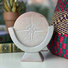 Load image into Gallery viewer, Compass Soapstone Sculpture, Light Gray Stone
