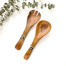 Load image into Gallery viewer, Olive Wood Serving Set, Small with Batik Inlay
