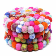 Load image into Gallery viewer, Hand Crafted Felt Ball Coasters from Nepal: 4-pack, Rainbow - Global Groove (T)
