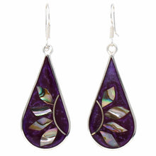 Load image into Gallery viewer, Fuschia with Abalone Petals Teardrop Earrings
