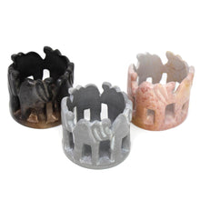 Load image into Gallery viewer, Circle of Elephants Soapstone Sculpture, 3 to 3.5-inch - Dark Stone
