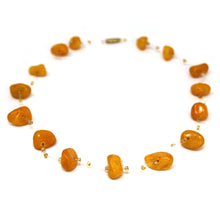 Load image into Gallery viewer, Floating Stone &amp; Maasai Bead Necklace, Pumpkin Spice
