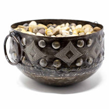 Load image into Gallery viewer, Large Hammered Metal Container with Round Handles - Croix des Bouquets

