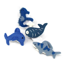 Load image into Gallery viewer, Nautical Shark, Whale &amp; Seahorse Felt Napkin Rings, Set of 4
