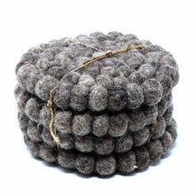 Load image into Gallery viewer, Hand Crafted Felt Ball Coasters from Nepal: 4-pack, Dark Grey - Global Groove (T)
