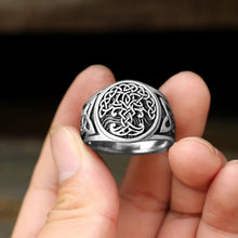 Load image into Gallery viewer, TFK Viking Tree of Life Yggdrasil Celtics Knotwork Ring Men&#39;s Stainless Steel Norse Amulet Jewellery
